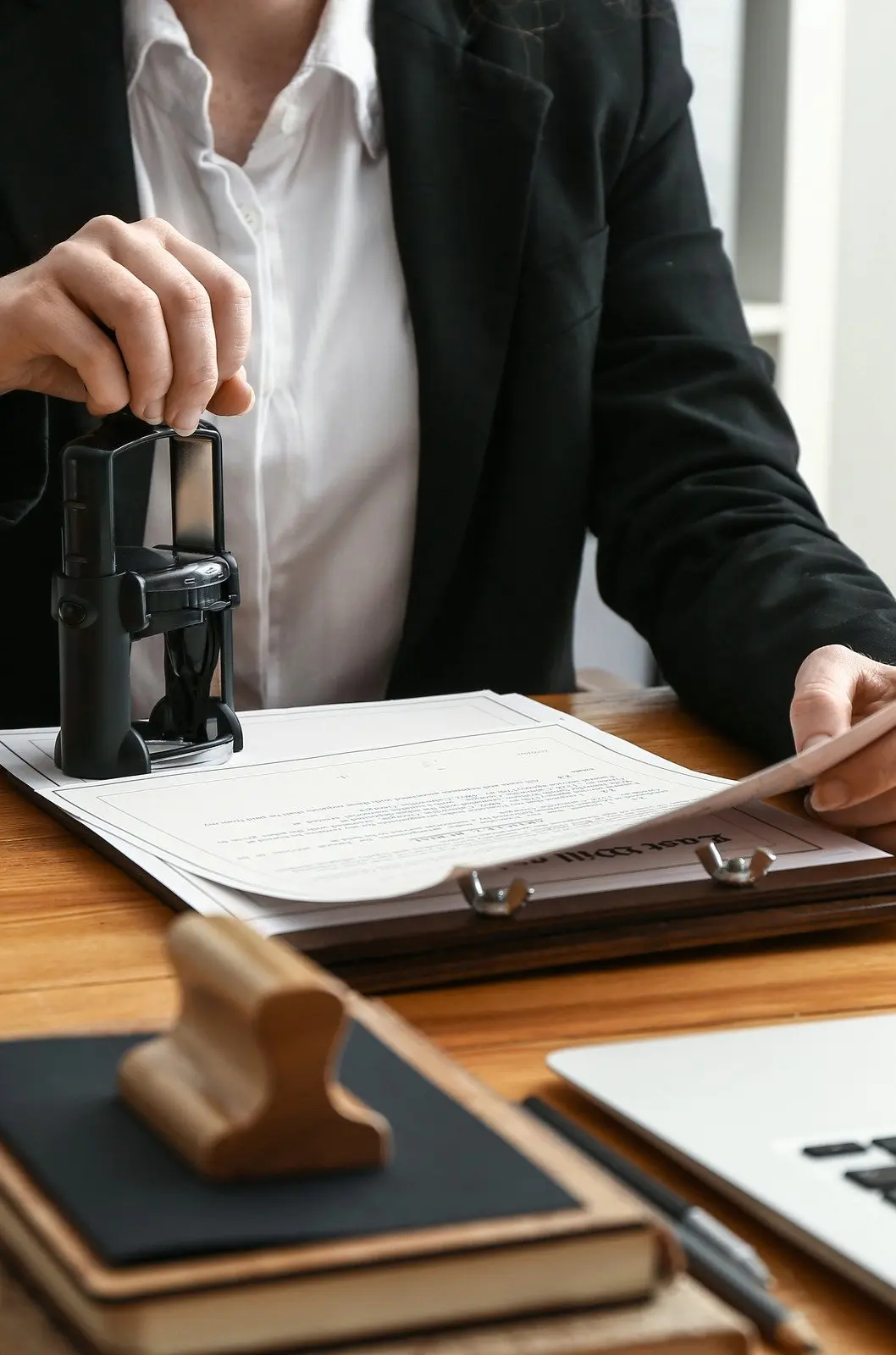 Notary public with a stamp